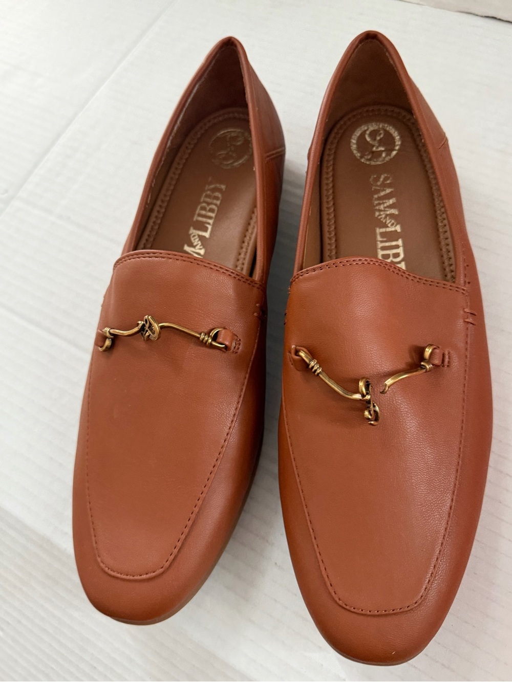 Sam‎ & Libby Nadia loafer flats shoes burnt umber brown size 9.5 Broken hardware